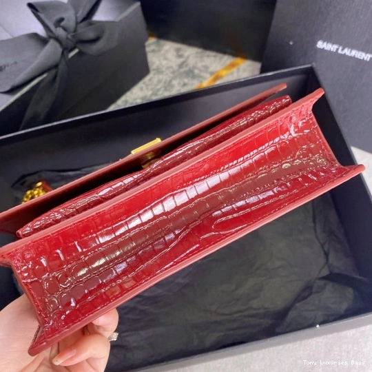 Tony Luxuries SUNSET YSL SHINY LEATHER CROCODILE-EMBOSSED IN 0805